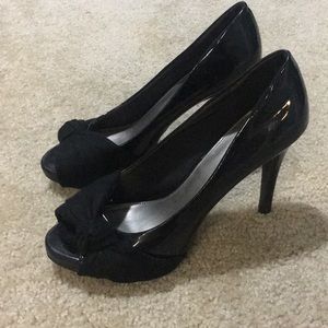 Black peep toe heels
